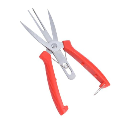 2 Pcs Pruning Shears, Stainless Steel Straight Pointed with Safety Lock, Red Ergonomic Handle,7.7Inch for Flowers Fruit Trees Small Branches Yard Maintenance