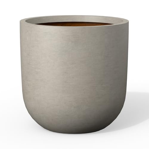Kante Accent Round Capsule Weathered Concrete Planter 13.8" Dia, Outdoor - color: Weathered Concrete, size: 13.7"Dia x 13.7"H