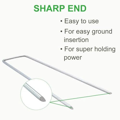 100 Pack Garden Stakes, U-Shaped Tent Stakes, Galvanized Landscape Staples, Ground Stakes, for Landscaping Securing Weed Barrier Fabric, Irrigation Tubing, Holding Fence, Tarpaulin - size: 100pcs