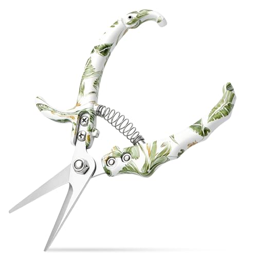 Garden Pruning Shears, Straight Garden Scissors, Easy Lock, Floral Patterns, Professional Garden Clippers for Plants and Flowers - color: Straight