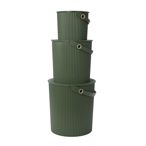 Hachiman Bucket Set of 3 Mini, Large, & Extra Large - color: Garden Green, size: Set of 3