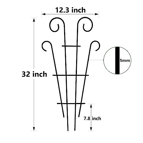 Thealyn 4 Pack 32 Inch Tall Metal Plant Trellis for Potted Plants - size: 32 inch
