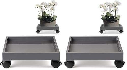 Skelang Square Wheeled Plant Dolly - ABS Planter Trays, Heavy Duty, Load Capacity 110 Lbs (Pack of 2) - size: Pack of 2 (11")