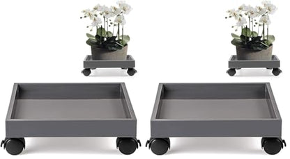 Skelang Square Wheeled Plant Dolly - ABS Planter Trays, Heavy Duty, Load Capacity 110 Lbs (Pack of 2) - size: Pack of 2 (11")