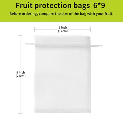 50PCS Fruit Protection Bags, 6x9 Inch White Fruit Netting Cover Bags Drawstring Mesh Fruit Protectors Pest Barrier for Plant Fruit Flower Veggies Garden (Pack of 2) - size: 50PCS 6x9 inches (Pack of 2)