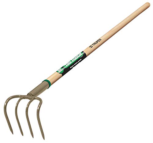 Truper 30024 Tru Tough 4-Tine Forged Cultivator, 5-Inch Head, 54-Inch Wood Handle - size: 54-Inch, style: Wood Handle