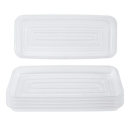 Idyllize Rectangular 5 Pieces of 11.5 by 5 Inch Clear Thick Plastic Heavy Duty Sturdy Plant Saucer Drip Trays for pots, Window Sills and Window Shelf (11.5"x5") - color: Rectangle, size: 11.5"x5"