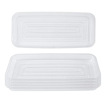 Idyllize Rectangular 5 Pieces of 11.5 by 5 Inch Clear Thick Plastic Heavy Duty Sturdy Plant Saucer Drip Trays for pots, Window Sills and Window Shelf (11.5"x5") - color: Rectangle, size: 11.5"x5"