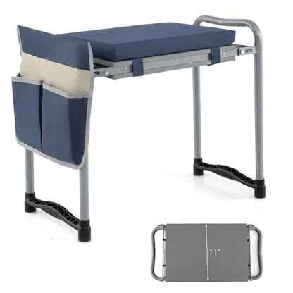 GIANTEX Garden Kneeler and Seat, Foldable 2-in-1 Gardening Bench, Navy - color: Navy Blue, size: 23" x 12" x 19.5"
