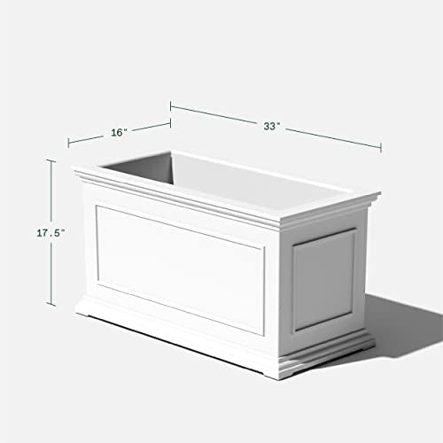 Veradek Brixton Series Long Planter - Rectangular Outdoor Planter - color: White