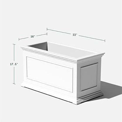 Veradek Brixton Series Long Planter - Rectangular Outdoor Planter - color: White