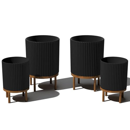 Veradek Demi Series Raised Duo Planters - Set of 2 Planters with Stands - color: Black/Brown, size: Bundle - 2 Pack