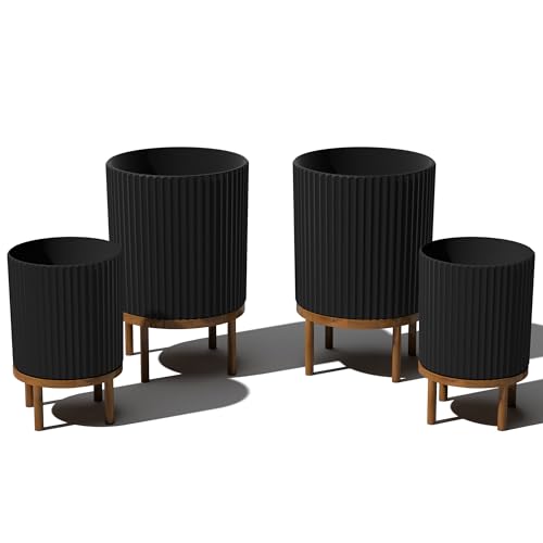 Veradek Demi Series Raised Duo Planters - Set of 2 Planters with Stands - color: Black/Brown, size: Bundle - 2 Pack
