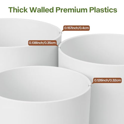 GARDIFE 3 Pack Cylinder Planter Set 10/9/8 Inch White Indoor Plant Pots - color: White