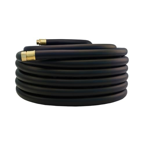 Guitrees 100FT ×1 inch Heavy Duty Rubber Garden Hose - 200psi Working, 1000psi Burst - Hot/Cold Water - Five-Layered Braiding for Durability - Versatile for Gardening, Agriculture, Construction(Black) - color: Black, size: 1"× 100'