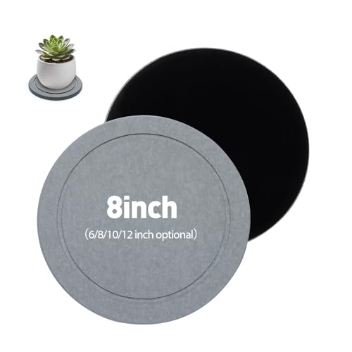 Azhou 2-Pack Absorbent Diatomaceous Earth Plant Saucers with Velvet Bottom - size: 8 INCH