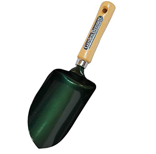Garden Helper Soil Scoop Garden Tool, Large Loose Soil Scooper Tool for Transplanting and Gardening, Heavy Duty Japanese Steel Balde, Wood Handle, Made in Japan - style: Soil Scoop