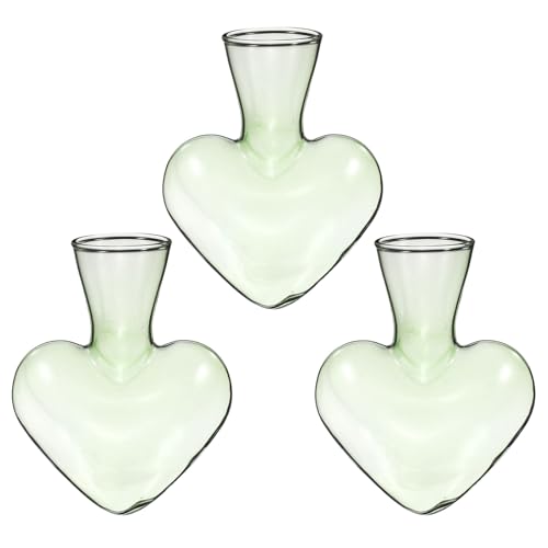 M METERXITY 3-Pack Propagation Vases, Heart-Shaped Glass Propagation Stations for Indoor Plants/Desktop Decor/Home Garden, Plants Terrariums Hydroponic Vases [Green] - color: Green