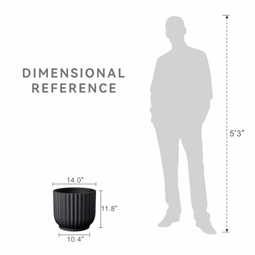 Kante Accent Round Pedestal Black Concrete Planter 14" Dia, Outdoor - color: Black, size: 14"w x 11.8"h