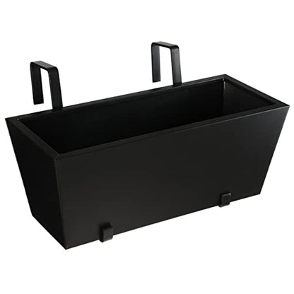 BIRDROCK HOME 1pk Metal Railing Planter - Balcony Flower Box - Deck Rail Boxes - House Apartment Plant Pot - Black