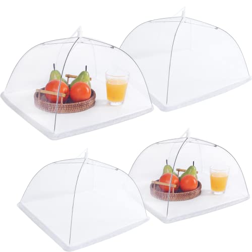 JULBEAR 4Pcs Mesh Food Cover Tent Umbrella Pop Up Outside Outdoor Party Net - size: 17"x17" 14"x14"