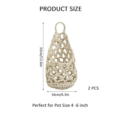 Macrame Plant Hanger Set of 2, Boho Wall Hanging Planter for up to 6" Pots - color: 2 Pcs White, size: 6 Inch