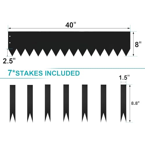 6 Pack Metal Edging for Landscaping, 40" L × 8" H Garden Edging - color: Black, size: 8 inches