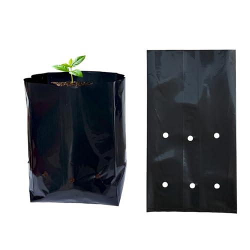 gardtree 100 Pcs Thicken Plastic Plant Nursery Bags 5.5" x 7.4", Grow Bags for Fruit Trees, PE Seedling Pots, Nursing Growing Pouch, Ideal for Flowers, Vegetables, Fruit, Starting Saplings - size: 5.5"x7.4"/100PCS