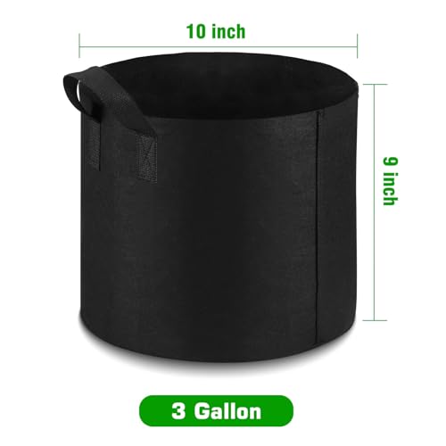 12-Pack 3 Gallon Grow Bags Heavy Duty Thickened Nonwoven Fabric Pots with Durable Handles - size: 3 Gallon
