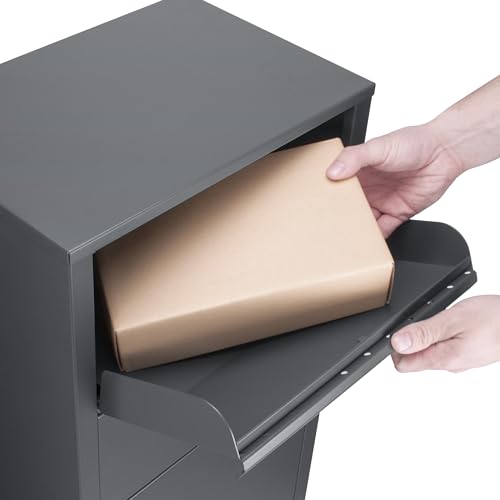 Gray Locking Parcel Drop Box for Porch, Storage Shed - color: Gray