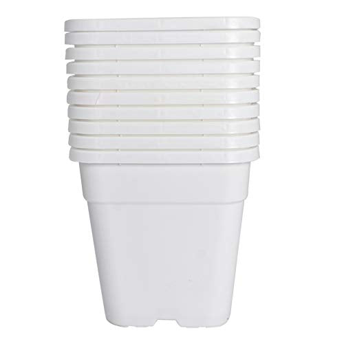 Plant Pots Flower Pot 10-Pack 5 Gallon Planter Nursery Pot Garden Seedling Planters Containers Plastic Injection Molded Pots with Drainage Holes for Outdoor Indoor Plants Vegetables, White - color: White, size: 5 Gallon - Square