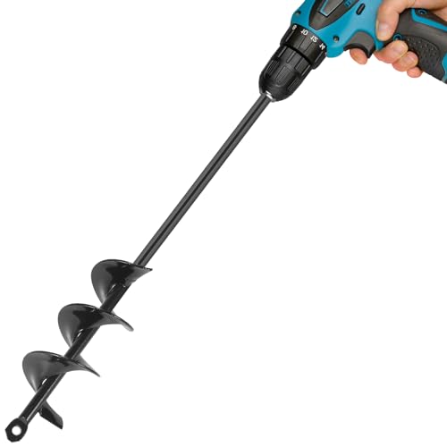 Auger Drill Bit for Planting 2 x 14.5 Inch, Garden Drill Bit for 3/8" Hex Drive, Earth Post Hole Digger Bulb Planter Plant Flower Planting Auger for Drill Rapid Bedding Digging - size: 2" x 14.5"-Black