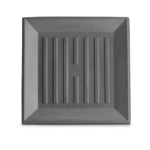Crescent Garden Universal Square Plant Saucer, Modern UV Safe Durable Drip Tray for Square Planter, Heavy-Duty Plastic Drainage Dish, Indoor/Outdoor Flowerpot Saucer - 11'' inner x 14.5" outer (Slate) - color: Slate, size: 11" (Inner)