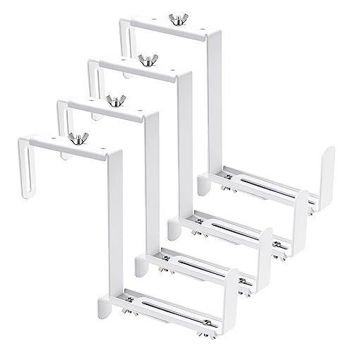 Adjustable Planter Box Bracket, Flower Box Holder Brackets for Deck Railing - size: 4 Pack White