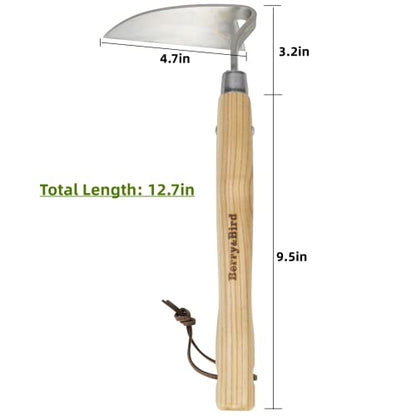 Garden Hand Hoe, Stainless Steel Gardening Sickle Weeder Tool - size: 14.57'' Japanese Weeder