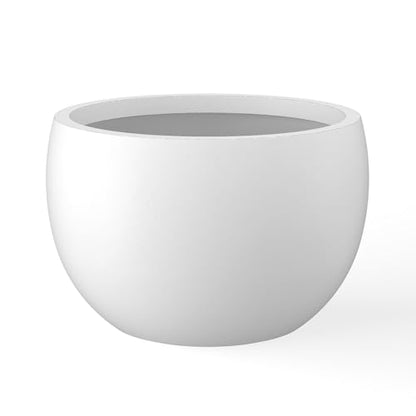 Kante Small Round Bowl White Concrete Planter 11.8" Dia, Outdoor - color: Pure White, size: 11.8" d