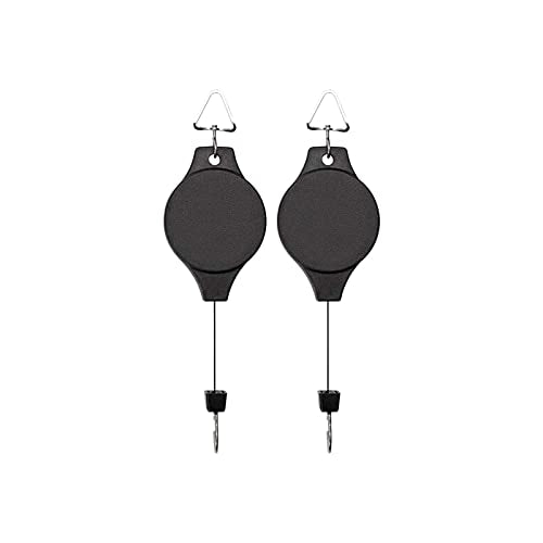 Pack Plant Hook Pulley, Retractable Plant Hanger Easy Reach Hanging Flower Basket for Garden Baskets Pots and Birds Feeder Hang High up and Pull Down to Water Or Feed (Black 2Pack) - color: Black 2pack