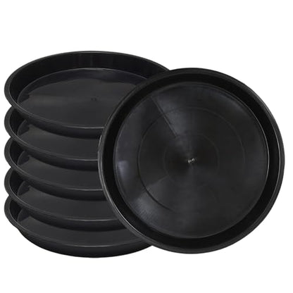 6 Pack 10 Inch Black Plant Saucers Plastic Drip Trays for Pots - color: Black, size: 10 Inch