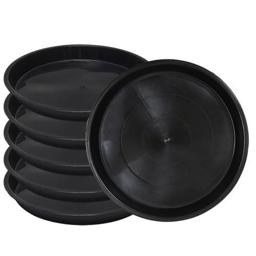 6 Pack 10 Inch Black Plant Saucers Plastic Drip Trays for Pots - color: Black, size: 10 Inch