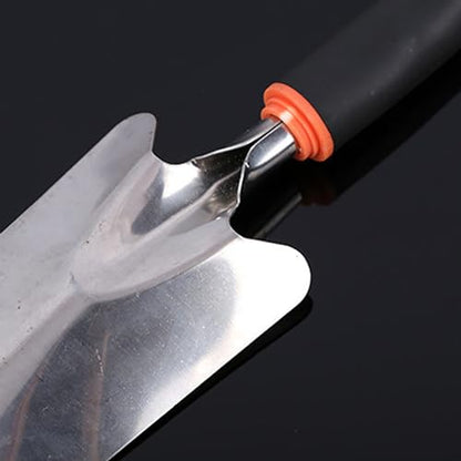Garden Tool Shovel for Digging Gardening Trowel for Lawn Planting Stainless Steel Spade Rubber Handle Anti Slippery - color: Silver Rubber Handle