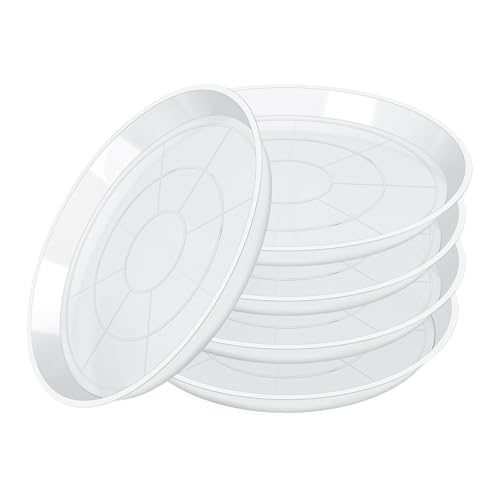 Plant Saucers 3 4 5 6 7 8 9 10 11 12 14 Inch, 5 Pack Clear Plastic Plant Trays for Pots, Durable Plant Water Catcher Tray for Indoors Outdoors (6", Clear) - size: 6 INCH