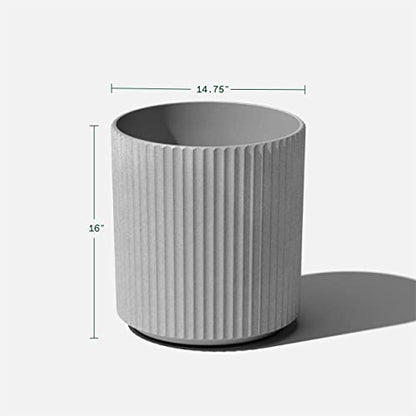 Veradek Demi Series Planter - Large Round Outdoor Planter - color: Gray, size: 16 inch - 2 Pack