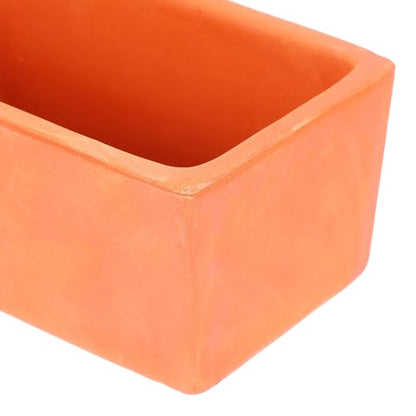 SEWACC Rectangular Terracotta Planter, Small Clay Pot with Drainage Hole, Rustic Flower Container for Succulent and Cactus Plants, Sturdy Indoor Windowsill Garden Pot