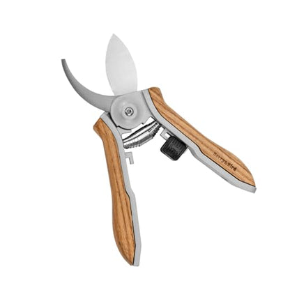 Berry&Bird Mini Pruning Shears for Gardening Curved Blades Hand Pruners with Wooden Handle Garden Scissors Snips Stainless Steel Trimming Small Clippers Bonsai Compact Size Sheaering Tool - style: 6.1'' Mini Curved Blade Scissors