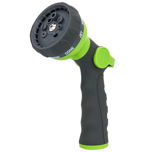 Garden Hose Spray Nozzle, Water Sprayer with 8 Adjustable Patterns, Impact Resistant and Non-Slip for Watering Plants, Car Washing, Pets Bathing and Cleaning - color: Green