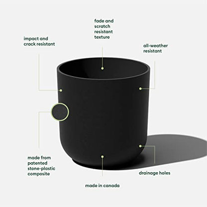 Veradek Mason Series Lima Planter - Large Round Outdoor Planter - color: Black, size: 15 inches - 2 Pack