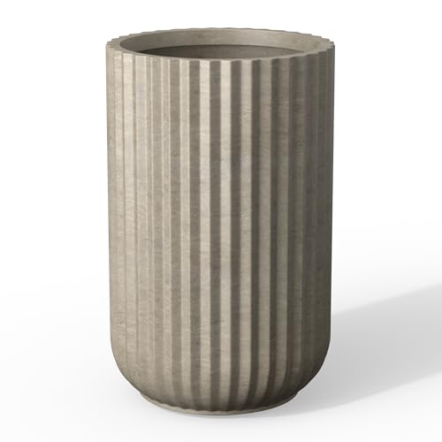 Kante Accent Round Column Weathered Concrete Planter 17.7" Tall, Outdoor - color: Weathered Concrete, size: 11"w x 17.7" h