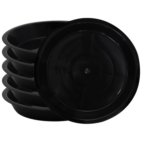 6 Pack 6 Inch Black Plant Saucers Plastic Drip Trays for Pots - color: Black, size: 6 Inch