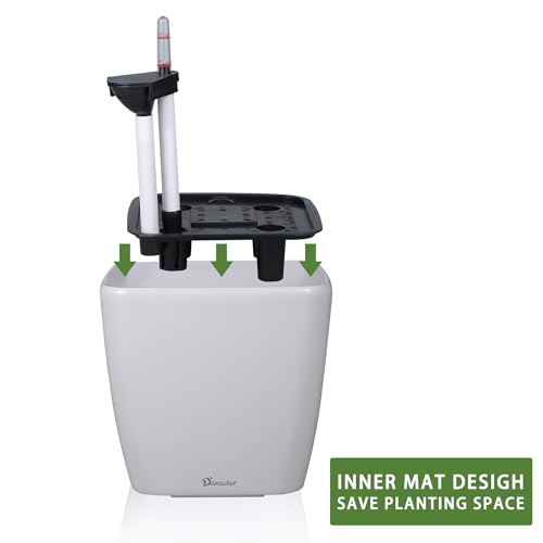 Dexceder 13x12 Self Watering Planter with Wheels (White Matte) - color: Ceramic White, size: 13x12