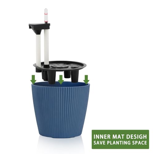 Dexceder 9x8 Self Watering Planters Indoor (2 Pack, Deep Blue) - color: Deep Blue, size: 9x8